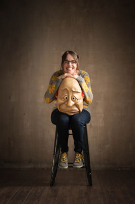 Photo by DesignEgg • Dimensions: 1331 x 2000px • File Type: JPG • File Size: 361 KB Kate Braidwood, Co-Artistic Director of WONDERHEADS, holding a full-face mask.